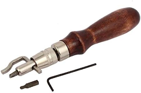 Набор от инструменти за намачкване ръб с кожа дървена дръжка X-DREE, набор от инструменти за обработка на канали 2 в 1 (Juego de herramientas de ranurado biselado de la manija de madera против ojales de cu