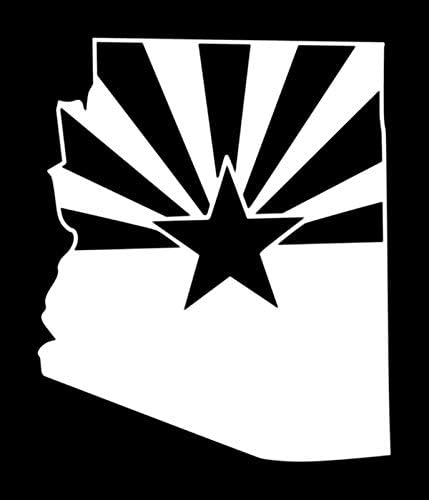 Vinyl Стикер с Изображение на Звездното Хартата на щата Аризона |Автомобили, Камиони, Микробуси Стени Лаптоп | Бял |5,5 x 4,6 инча|DUC1137