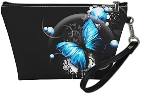 SCRAWLGOD Синя Косметичка с принтом Пеперуди за Чантата си, Малка Косметичка за Жени, Пътна Чанта за Тоалетни принадлежности,