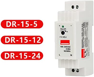 OUTVI Промишлен импулсно захранване на DIN-шина DR-15 от 15 Вата с един изход 5 В 12 В 24 В датчиците на променлив ток в постоянен Вход 110/240 v ac (Цвят: 15 W 24)