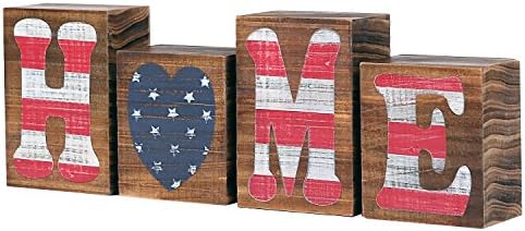 MyGift Патриотични Селски Дървени Печатни Букви, Декоративна Камина полк и Настолна Табела с Надпис Американски флаг за дома