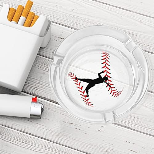 Gameday Софтбол Стъклен Пепелник Кръг Цигара В Пепелника На Притежателя Калъф За Домашния Офис Вътрешна Декорация