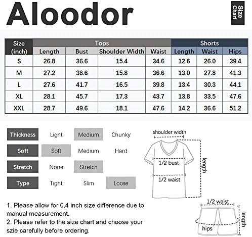 Aloodor Lounge Комплект за жени, Комплект Дрехи от 2 Теми, Пижама с Къс Ръкав и V-образно Деколте и Мека