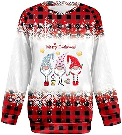 Дамски Hoody с кръгло деколте, Ежедневни Сладки Коледни Върховете Свободно Намаляване с Дълъг Ръкав, Тениски