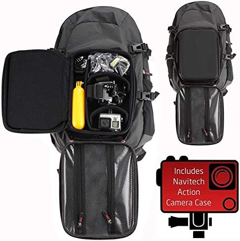 Раница за екшън камери Navitech и сив калъф за съхранение с вградено нагрудным колан - Съвместим с вградена екшън-камера Campark X30 4K