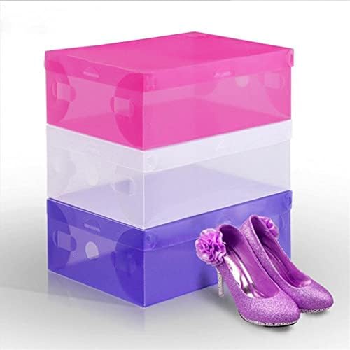 Кутия-органайзер AKFRIEsnh Прозрачен прахоустойчив штабелируемый кутия Кутия за съхранение на обувки Контейнер-органайзер (цвят: розов)