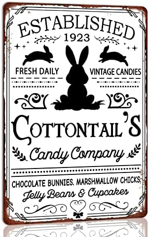 Cottontail's Candy Company Шоколадови Зайчета, Пилета с градинска ружа, Метални Консервени Табели, Декорация във формата на Заек за Великден, монтиран на стената Художествен З?