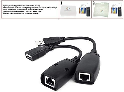 USB 2.0 между мъжете и жените Cat6 Cat5 Cat5e 6, Rj-45 LAN Ethernet Мрежова Удължител Удължител Ретранслатор Адаптер Кабел Конвертор, Черен, 15 см