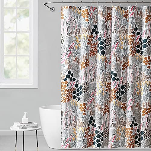 Marimekko - Завеса за душ, Декор за баня от лек памук, Горната част е с дупка за куката (Pieni Letto Multicolor,