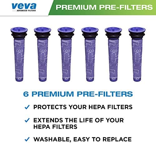 Вакуум предварителни филтри VEVA 6 Премиум-клас, Съвместими с Дайсън V6, V7, V8, DC58, DC59, DC61, DC62, за животни, Моющаяся