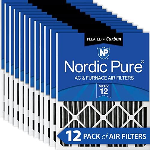 Nordic Pure 16x20x2 MERV 12 Плиссированных Плюс Карбонови Въздушни филтри за печки ac 12 Бр.