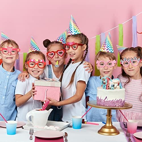 Xuhal 24 бр., Спретнати картонени очила Y2k, ярко розово Подпори за фотобудки от картон, Очила, Смешни Очила, Приятни Спомени за парти за Рожден Ден, моминско парти, Декора