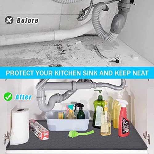 Мат TeeFity под мивка за кухня, водоустойчив, 34 X 22, силиконови дебели подложки под плота с уникален дизайн тоалетна