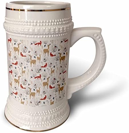 Триизмерен зимна коледна модел от елени, лисици, малиновок ... - чаша за стейна на 22 унция (stn_354595_1)