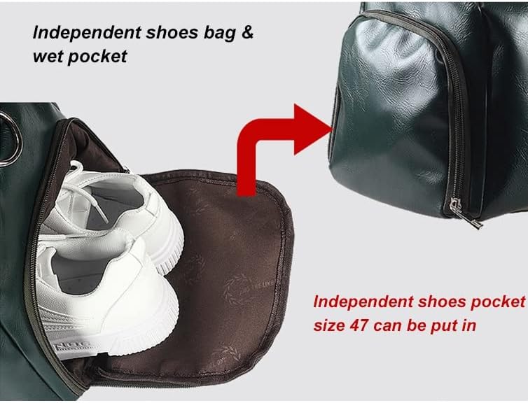 EODNSOFN Спортна чанта, Кожено Облекло, чанти на рамо, отделение за обувки, Водоустойчива чанта за пътуване