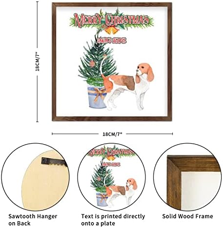Весела Коледа Дървена Табела Помощник на дядо коледа Домашно Куче Реколта Дървена Рамка За Снимки Коледен Начало