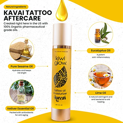 Kiwi Glow Kavai Tattoo Aftercare Органичен и натурален Овлажняващ крем за грижа за татуировки ръчно изработени със сусам масло и витамин е за изсветляване на татуировки (4 ет. унц?