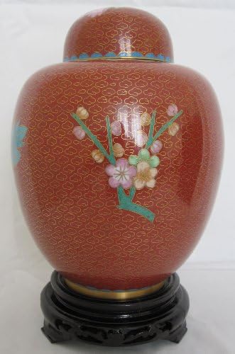 8Китайско Перегородчатая урна за кремация в китайски стил Червено с цветен печат (BC2820-001)