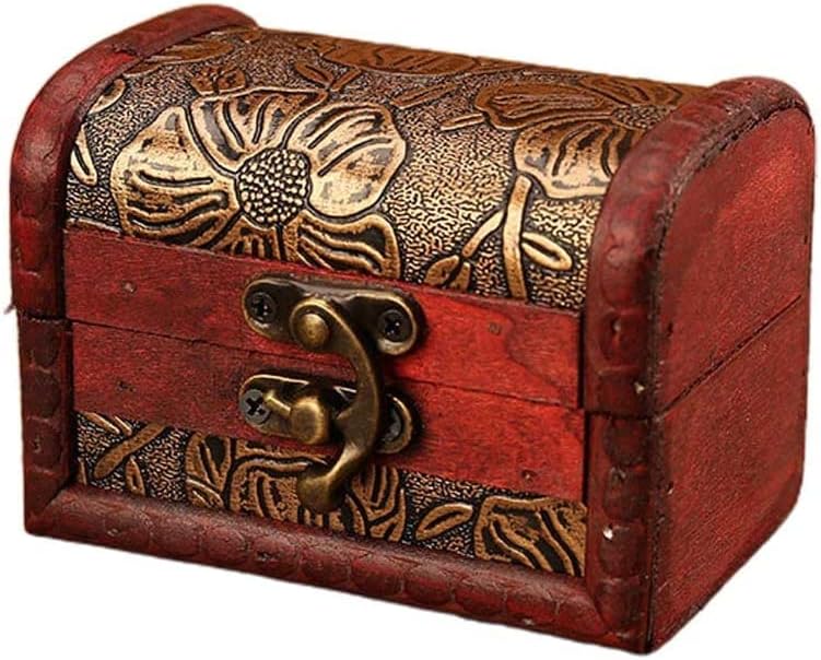 KUNIJIWA 2 бр., Реколта Кутия за съхранение на ръчно изработени, Малките Дървени Сандъка със Съкровището С Предно