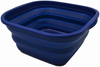 Разборная вана SAMMART обем 5,5 л (1,4 литра) - Сгъваема вана за миене на съдове - Преносим мивка - Компактно пластмасово корито за пране, за миене на съдове (Царски син, 1)