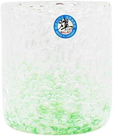 Чаша Kirakobo Rock Стъкло (зелено), диаметър 3.0 инча (7,6 см), Море мехурчета