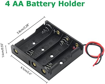 JWISLAND (Опаковка от 8 броя), Калъф за 4 батерии тип АА, 4 батарейных притежателя тип АА с изводите, 4 батарейных