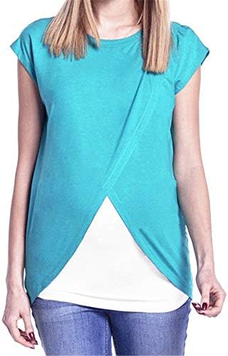 Andongnywell/ Дамски Блузи за бременни и Кърмещи, Ризи за кърмачки С Къс ръкав, Подходяща По Цвят Тениска