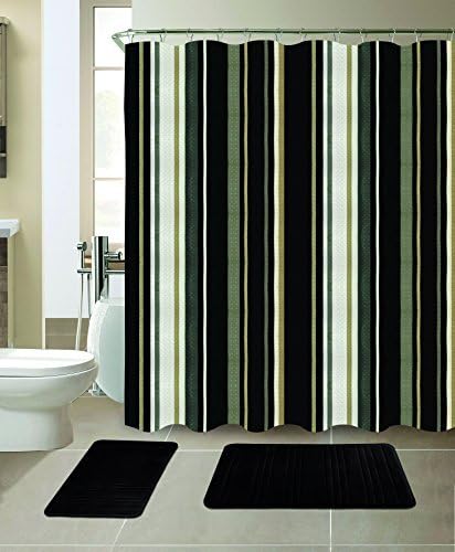 Комплект за баня All American Collection от 15 теми с 2 подови изтривалки на разположение за баня с ефект на паметта и Подходяща Завеса За душ | Дизайнерски модели и цветове