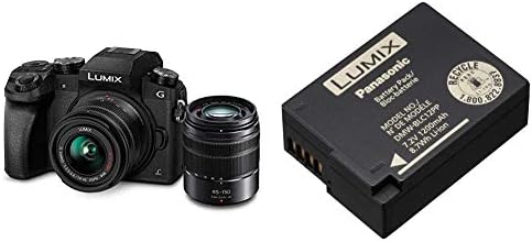 Комплект цифров беззеркальной фотоапарат PANASONIC Lumix G7 4K с обективи Lumix G Vario 14-42 мм и 45-150 мм и литиево-йонна