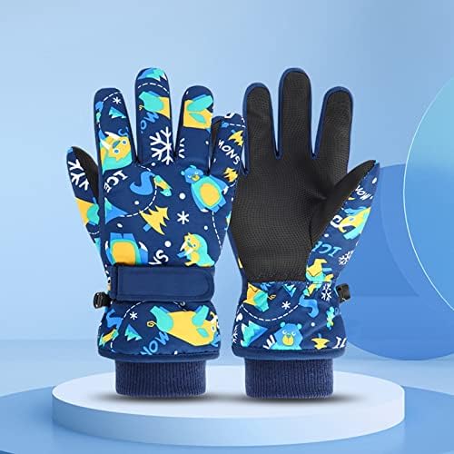 Qvkarw/Детски Зимни Ски ръкавици с анимационни принтом, Минерални ръкавици за колоездене, детски ветроупорен ръкавици, Ръкавици, Дамски ръкавици за студено време (тъм
