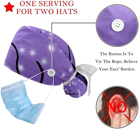 2 Опаковане на Работни шапки за еднократна употреба с Пуговицей и Тренировъчната панделка, Шапка-Търкане с Регулируем Начесом
