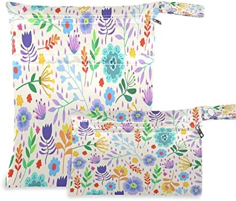 xigua Flowers Цвят Водоустойчив Влажна чанта за Филтър на Пелени, да Пере Многократно Мокри и Сухи Чанти с 2 Джоба с Цип за Пътуване,