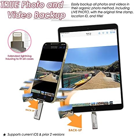 PioData iXflash 128 GB Флаш диск за iPhone, iPad USB 3.1 конектор Lightning, Сертифициран от Apple Пфи, Разширяването