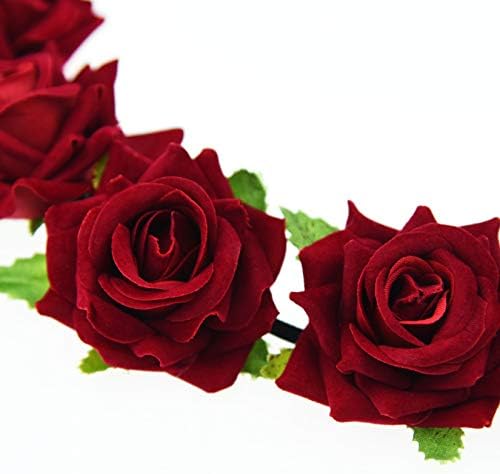 Lystaii Розова Превръзка На Главата Червена Роза Цвете Короната Горски Венец за Коса на Ден, Свети Валентин, Хелоуин Фестивал