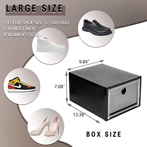 MMBABY 12 Опаковки Кутия за съхранение на обувки а обувките Кутия от прозрачна Пластмаса, Штабелируемый Предни Органайзер за обувки, Компактен Сгъваем Контейнер за об?