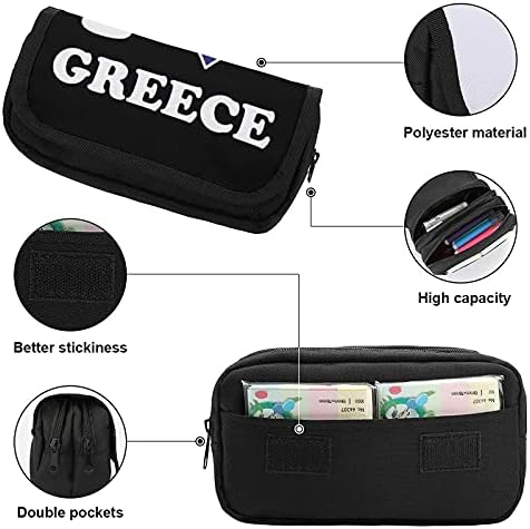 FunnyStar I Love Greece Гръцки Флаг Сърцето молив случай е с Голям Капацитет, ниво 2 е чанта за Носене за Моливи, Чанта