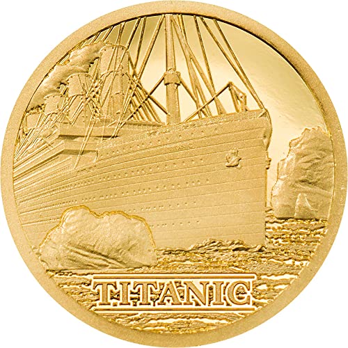 2022 ДЕ Титаник Кук 2022 PowerCoin Титаник Златна монета 5$ Острови Кук 2022 0,5 Гр Proof