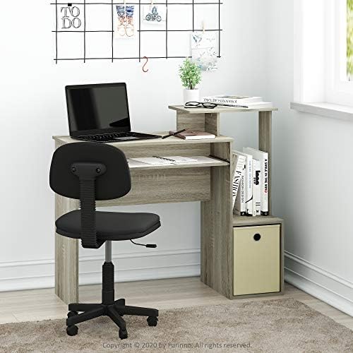 Компютърно бюро Furinno Econ за домашния офис, дъб Сонома/слонова кост