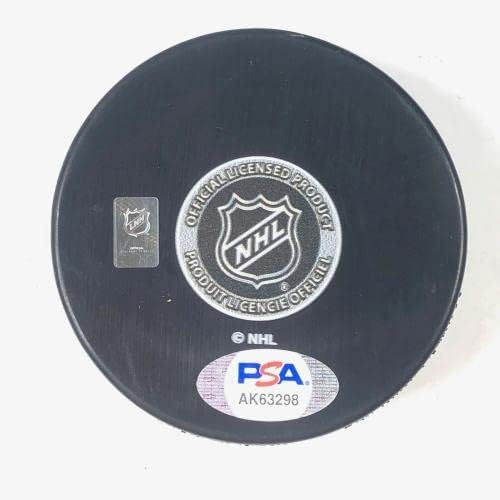 КЕВИН ЛАНКИНЕН подписа Хокей шайба PSA/ДНК Чикаго Блекхоукс С автограф - Autograph NHL Pucks