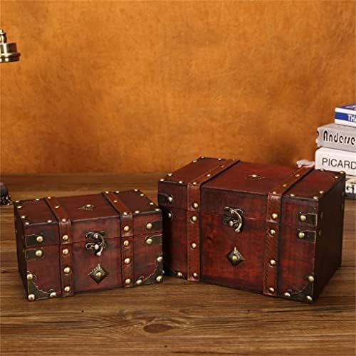 LDCHNH Ретро Съкровище Ретро Дървена Кутия За Съхранение в Старинен Стил Органайзер за Бижута за Украшения (Цвят: