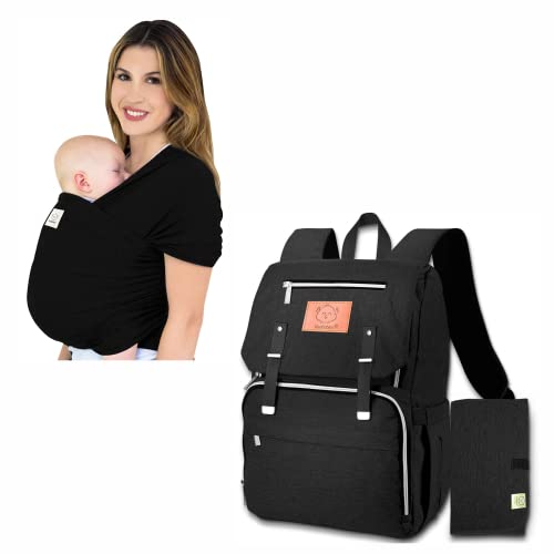 Раница-переноска за бебета KeaBabies и чанта за памперси - всичко в 1, Оригинални дишаща прашка за бебета, лесно, без помощта