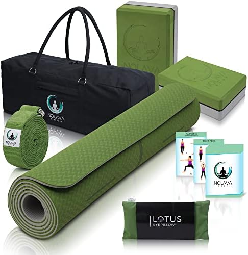 Комплект постелки за йога NOLAVA от 7 теми - Чанта за постелки за йога аксесоари за йога | ЕКОЛОГИЧНО Чист килимче за йога