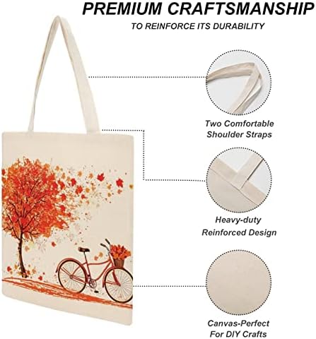 WengBeauty Холщовая Чанта-тоут, Есен Дърво, Велосипедна Есенна Оранжева Чанта На Рамото, за Многократна употреба