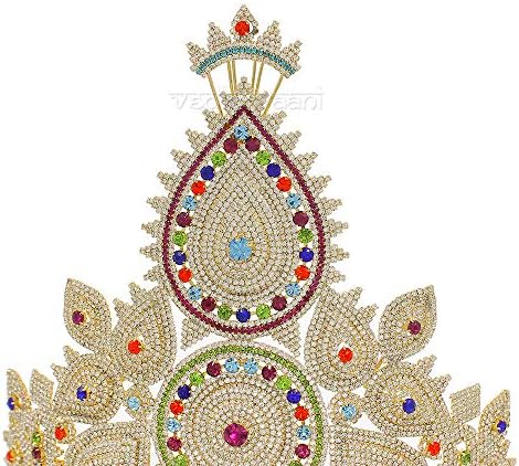 Ведическата Богинята Ваани Амба Амбаджи Амбика Шеравали Maa Амбе Декоративна Crown / Многоцветни Скъпоценни