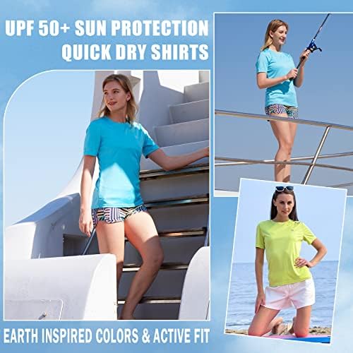 NAVISKIN Женски бързо съхнещи Ризи Обрив Guard UPF 50 + Слънчеви Ризи с къс ръкав