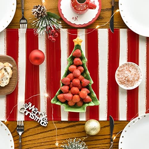 Artoid Mode Червени Ивици от Цветен Венец весела Коледа игра на Дъска Пътека, Сезонни Зимата Коледна Празнична аранжировка на Кухненската маса за Хранене за вътрешно Въ