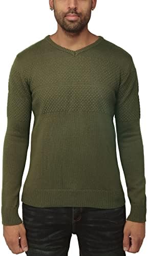 Мъжки пуловер с V-образно деколте X RAY – Мек Оборудвана Пуловер Средно тегло Обикновен и Голям размер