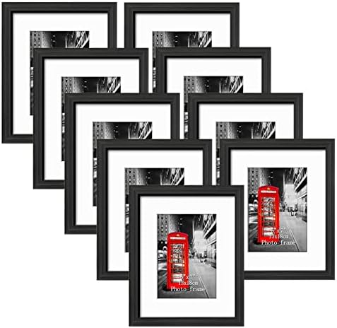 Lavezee 9 Опаковки Черна рамка за снимки 8x10 Матово покритие за снимки 5x7 Плюс 2 опаковки с Различни размери