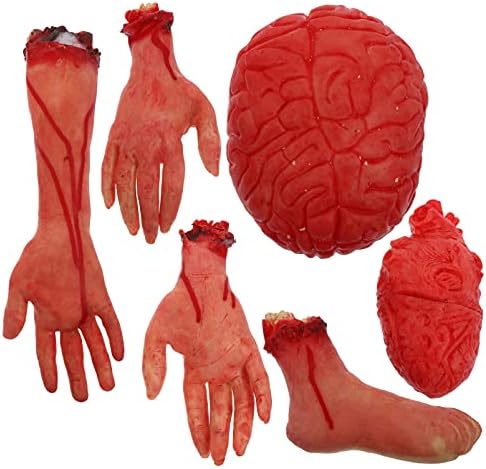 Healeved 6 Опаковки Хелоуин Кървава Подпори Фалшиви Ръцете, Краката, Мозъка Духове Къща Счупени Части на Тялото за Хелоуин