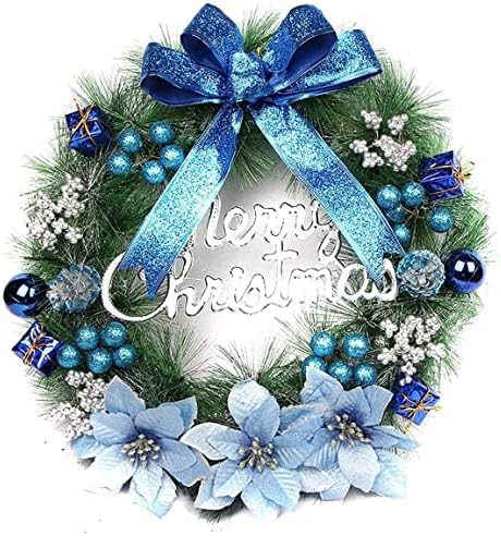 LTGB Коледни Венци за входната врата, 40 см Коледен Врата Венец, Зимата на Изкуствено Коледна Украса-Венец с Лък, Цветна